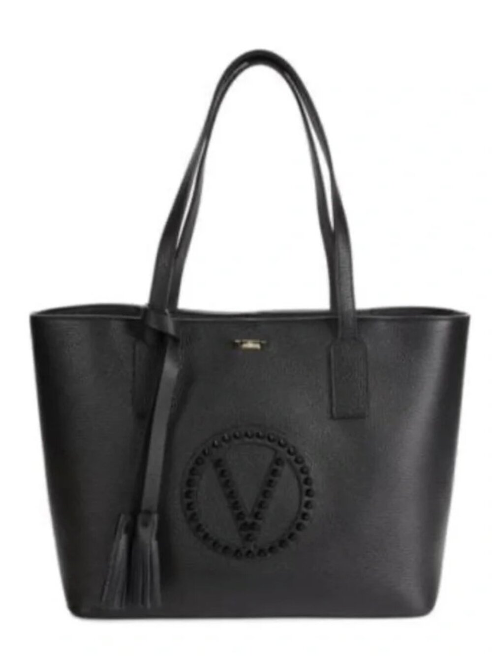 NWT ☑️ VALENTINO 'SOHO ROCK STUD' Soft Pebbled Leather Carry-all Tote in BLACK